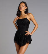 Midnight Magic Sequin Lace Mini Dress